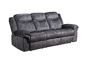 U2200 Domino Granite Power Reclining Sofa & Power Console Reclining Loveseat w/Power Switch, Power Recliner by Global Furniture