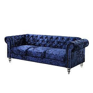 [Floor Sample] U9550 Crushed Blue Velvet Sofa by Global Furniture