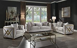 Velencia Cream Velvet Sofa, Loveseat & Chair by Galaxy Furniture