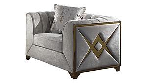 Velencia Cream Velvet Fabric Upholstery Chair by Galaxy Furniture