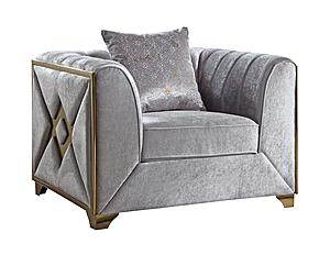 Velencia Silver Velvet Fabric Upholstery Chair by Galaxy Furniture