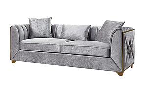 Velencia Silver Velvet Fabric Upholstery Sofa by Galaxy Furniture