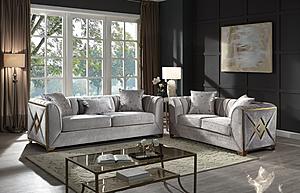 Velencia Cream Velvet Fabric Upholstery Sofa & Loveseat by Galaxy Furniture