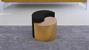 Ying Yang Black & Gold Side Table by Galaxy Furniture