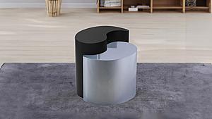 Ying Yang Black & Silver Side Table by Galaxy Furniture