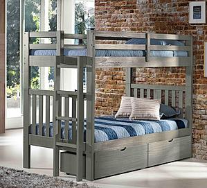 Cambridge Bunk Bed - Eco-Friendly Solid Wood  - Gray Finish by Innovations