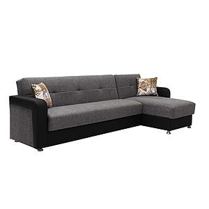Harmony Gray Chenille/PU Sectional Sofa Sleeper by Casamode
