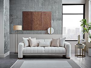 Veronica Merit Cream Plain 3 Seat Sleeper Sofa by Bellona