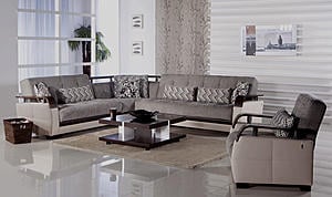 Natural Valencia Gray Sectional Sofa by Bellona