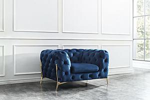 Glamour Blue Velvet Chair by J&M Furniture
