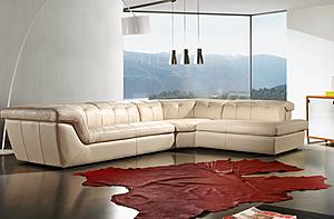 397 Italian Leather Ottoman in Beige Color by J&M Furniture