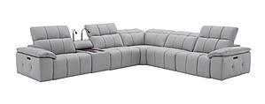 Beaumont Light Gray Leather Sectional by J&M Furniture
