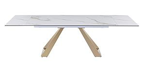 Orleans Extension Dining Table in White Ceramic & Gold by J&M Furniture
