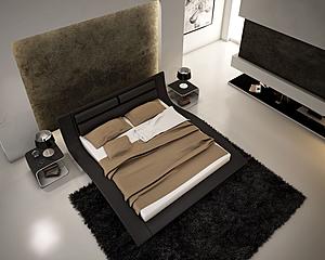Wave Queen Size Bed in Black by J&M Furniture