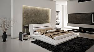 Wave Queen Size Bed in White by J&M Furniture