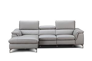 Serena Premium Leather Sectional in Light Gray by J&M Furniture