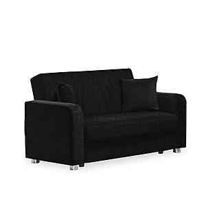 Elegance (Joker) Black Chenille Fabric Convertible Loveseat by Casamode