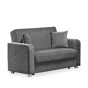 Elegance (Joker) Gray Chenille Fabric Convertible Loveseat by Casamode