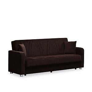 Elegance (Joker) Dark Brown Chenille Fabric Convertible Sofa by Casamode