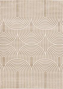 Leo Cream Beige Modern Geometric Arches Pattern Rug by Kalora