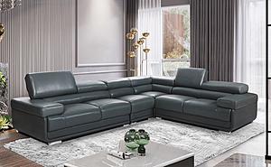 2119 Sectional in Dark Gray Leather by ESF
