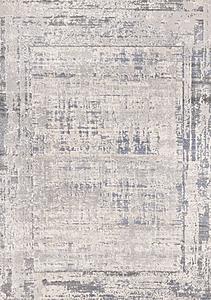 Luca Grey White Blue Distressed Border Rug by Kalora
