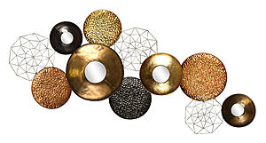 MH1193 Mixed Media - Circles With Mirror And Wire (43x19) by Classy Art