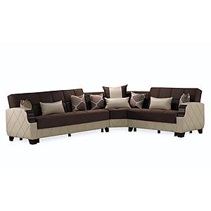 Molina Dark Brown/Cream Sectional Sofa Sleeper by Casamode