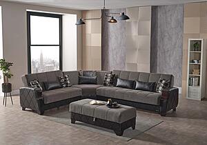 Molina Floket Gray Sectional Sofa Sleeper by Casamode