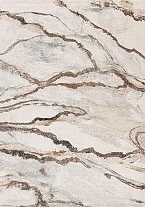Mae White Grey Orange Veined Marble Design Rug by Kalora