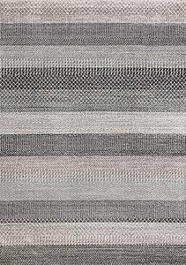 Mae Grey White Taupe Banded Pattern Rug by Kalora