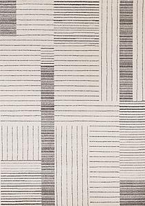 Mae White Black Intricate Line Design Rug by Kalora