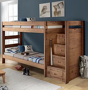Classic Style Staircase Bunk Bed by Pine Crafter Furniture