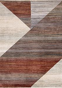 Marisa Red White Grey Distressed Geometric Design Rug by Kalora