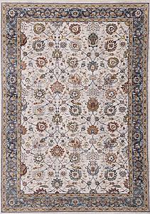 Marisa Cream Blue Traditional Border Floral Rug by Kalora
