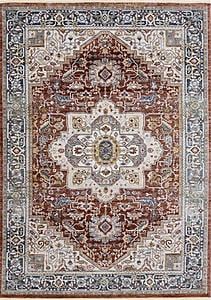 Marisa Red Blue Cream Floral Medallion Rug by Kalora