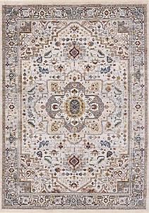 Marisa Cream Beige Floral Medallion Rug by Kalora