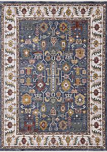 Marisa Blue Modern Tribal Inspired Border Rug by Kalora