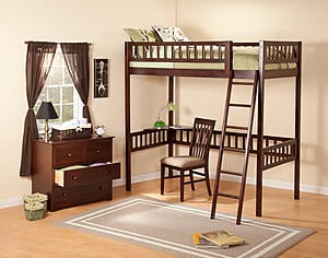Mission Loft Bed w/Corner Workstation by Atlantic Furniture