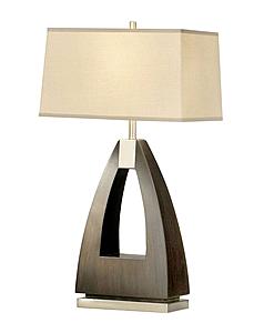 Trina 30" Table Lamp - Pecan Wood & Brushed Nickel by Nova of California