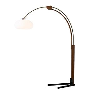 Morelli 84" Arc Floor Lamp - Weathered Brass & Walnut by Nova of California