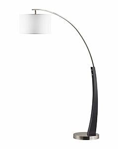Plimpton 72" 1 Light Arc Floor Lamp - Espresso Wood & Brushed Nickel by Nova of California