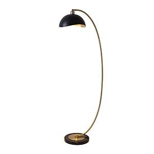 Luna Bella 60" Chairside Arc Floor Lamp - Weathered Brass & Matte Black/Gold-Leaf Shade by Nova of California