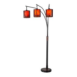 Layers 86" Natural Mica 3 Light Arc Floor Lamp - Charcoal Gray & Gunmetal by Nova of California