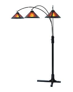 Natural Mica 86" 3 Light Arc Floor Lamp - Espresso Wood by Nova of California