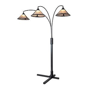 Natural Mica 86" 3 Light Arc Floor Lamp - Charcoal Gray Wood by Nova of California