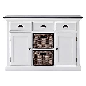 Halifax Contrast Buffet with 2 Baskets, Classic White & Black by Novasolo