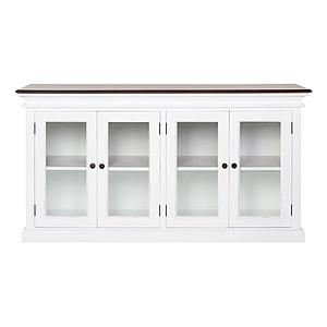 Halifax Accent Display Buffet w/4 Glass Doors in White & Brown by Novasolo