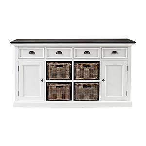 Halifax Contrast Buffet w/4 Kubu Rattan Baskets in White & Black by Novasolo