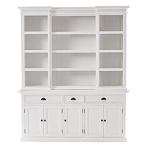 Halifax Kitchen Hutch Cabinet with 5 Doors 3 Drawers, Classic White by Novasolo